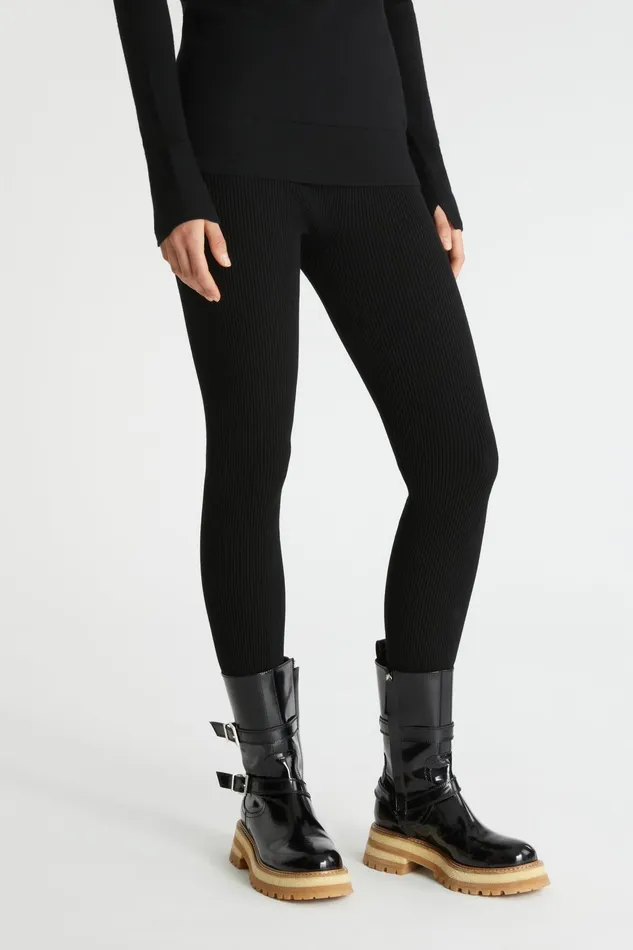 Women Knitwear Ermanno Scervino Ribbed Knit Leggings Black