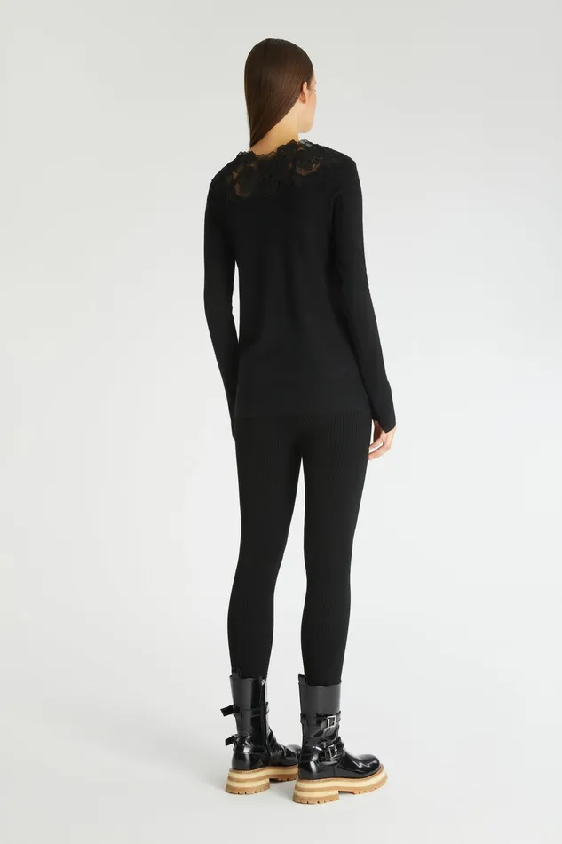 Women Knitwear Ermanno Scervino Ribbed Knit Leggings Black