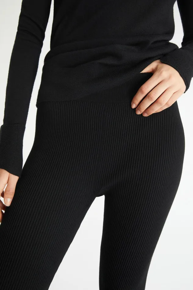 Women Knitwear Ermanno Scervino Ribbed Knit Leggings Black