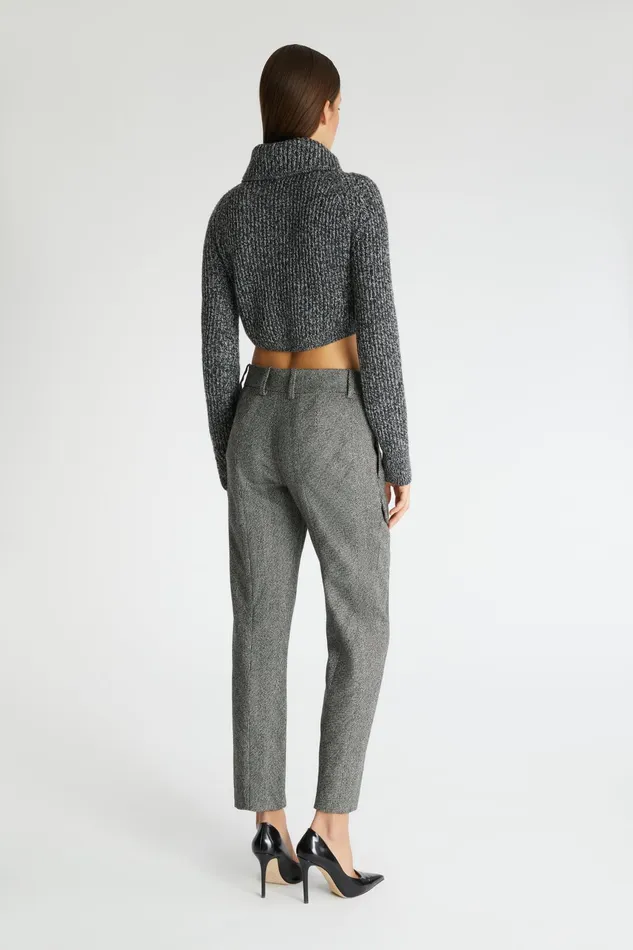Women Knitwear Ermanno Scervino Zipper High Collar Cropped Sweater Cashmere 8211 Ermanno Scervino Blackwhite