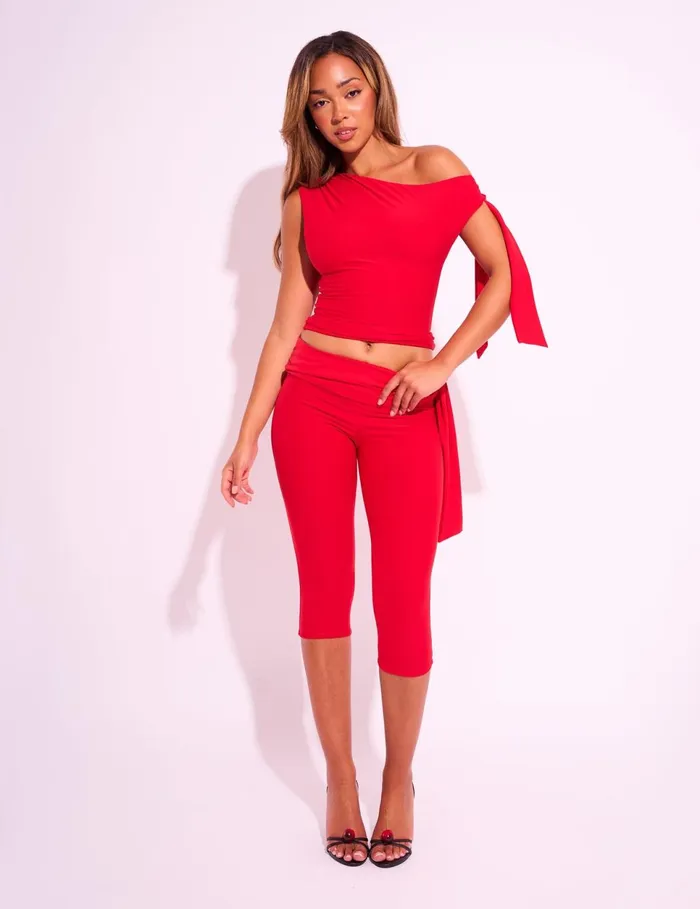 Women Knot Detail Tie Side Luxe Slinky Capri Pants Red Red Public Desire Two Piece Sets Women Knot Detail Tie Side Luxe Slinky Capri Pants Red Red Public Desire Two Piece Sets