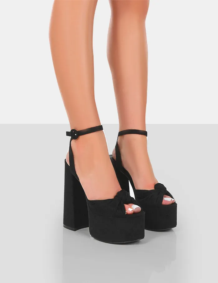 Women Knot On Black Faux Suede Platform High Heels Black Public Desire 6034 Heels Women Knot On Black Faux Suede Platform High Heels Black Public Desire 6034 Heels