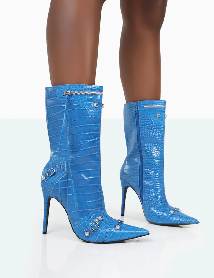 Women Kulture Blue Croc Pointed Toe Zip Detail Ankle Boots Blue Public Desire Long Boots Women Kulture Blue Croc Pointed Toe Zip Detail Ankle Boots Blue Public Desire Long Boots
