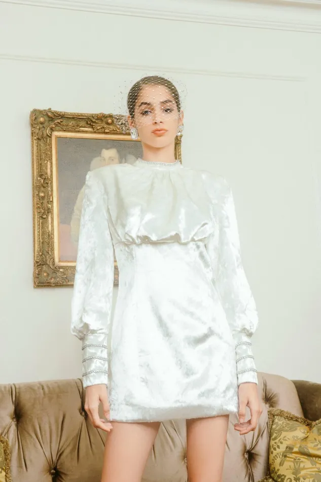 Women Kyra White Dress Nana Jacqueline Velvet