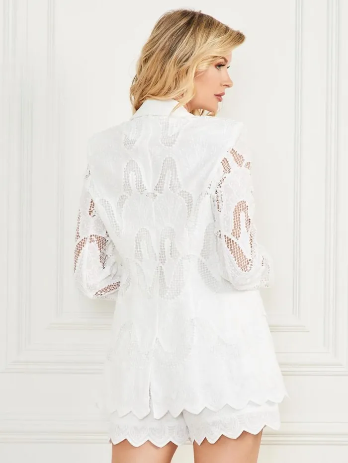 Women Kyrie Embroidered Blazer Blanc Pur Marciano Jackets Women Kyrie Embroidered Blazer Blanc Pur Marciano Jackets