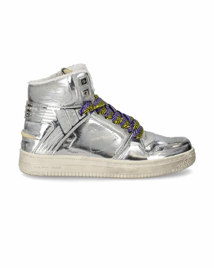 Women La Grande High Sneakers Silver Shoes Philippe Model Paris Street