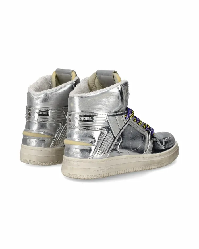 Women La Grande High Sneakers Silver Shoes Philippe Model Paris Street