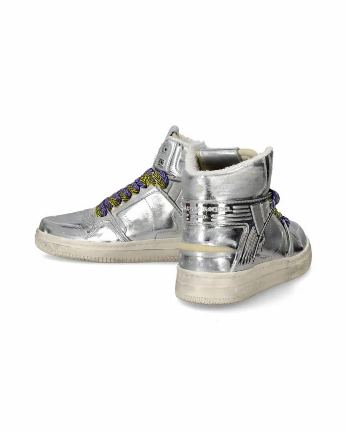Women La Grande High Sneakers Silver Shoes Philippe Model Paris Street