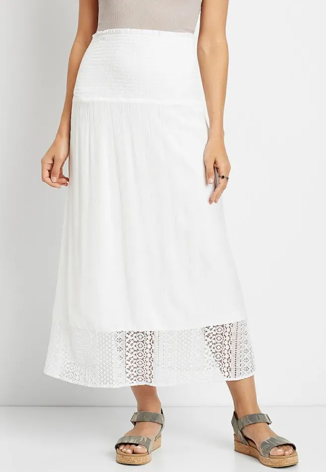 Women Lace Trim Maxi Skirt Maurices Bottoms
