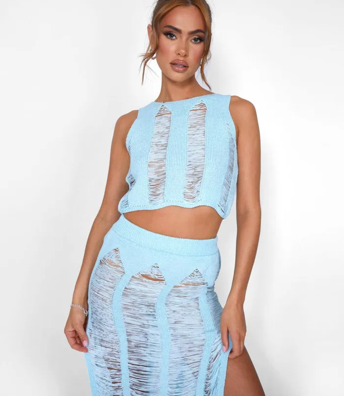 Women Ladder Detail Top Blue Blue Public Desire Tops