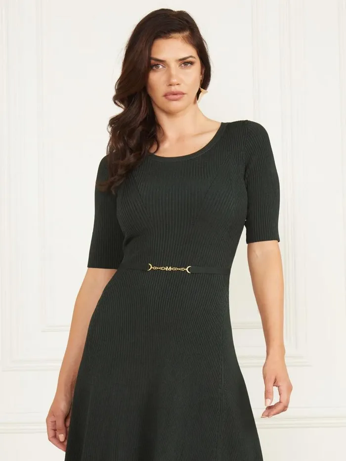Women Laila Ribbed Sweater Dress Chenille Green Marciano Dresses Women Laila Ribbed Sweater Dress Chenille Green Marciano Dresses