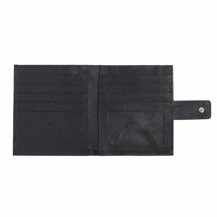 Women Le Foulonn Compact Wallet Black Longchamp Leather Wallets