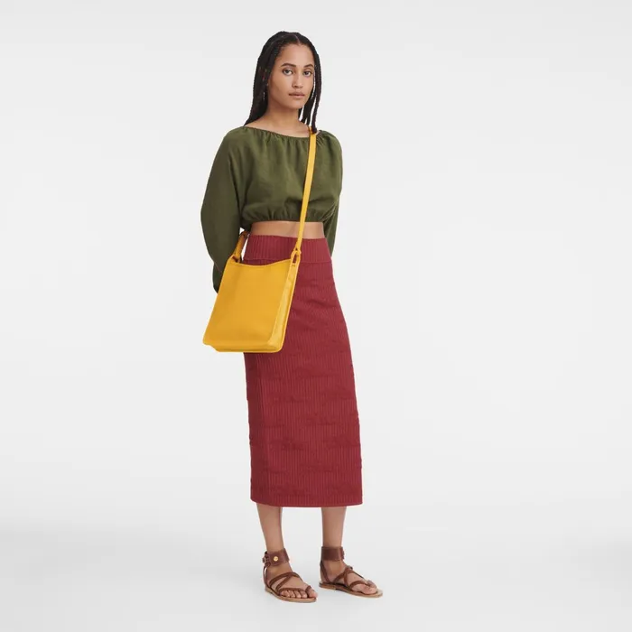 Women Le Foulonn M Crossbody Bag Apricot Longchamp Crossbody Bags