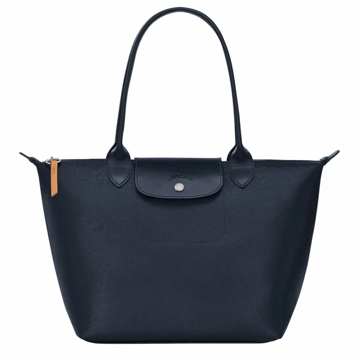 Women Le Pliage City M Tote Bag Navy Longchamp Shoulder Bags