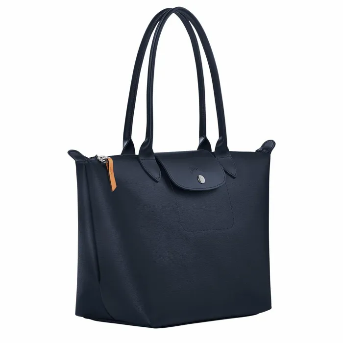 Women Le Pliage City M Tote Bag Navy Longchamp Shoulder Bags