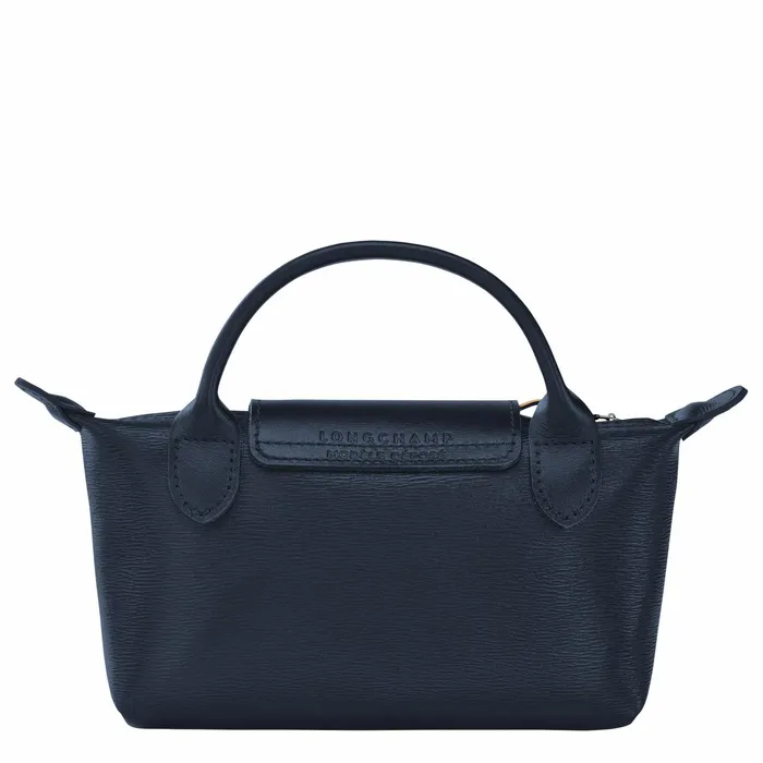 Women Le Pliage City Pouch With Handle Navy Longchamp Pouches and Cases