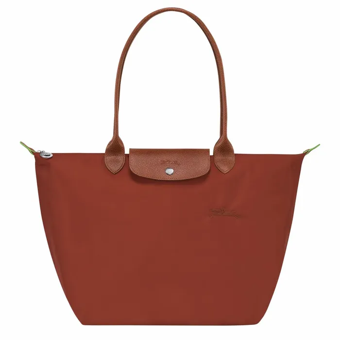 Women Le Pliage Green L Tote Bag Chestnut Longchamp Shoulder Bags
