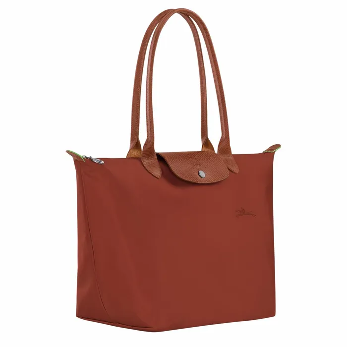 Women Le Pliage Green L Tote Bag Chestnut Longchamp Shoulder Bags