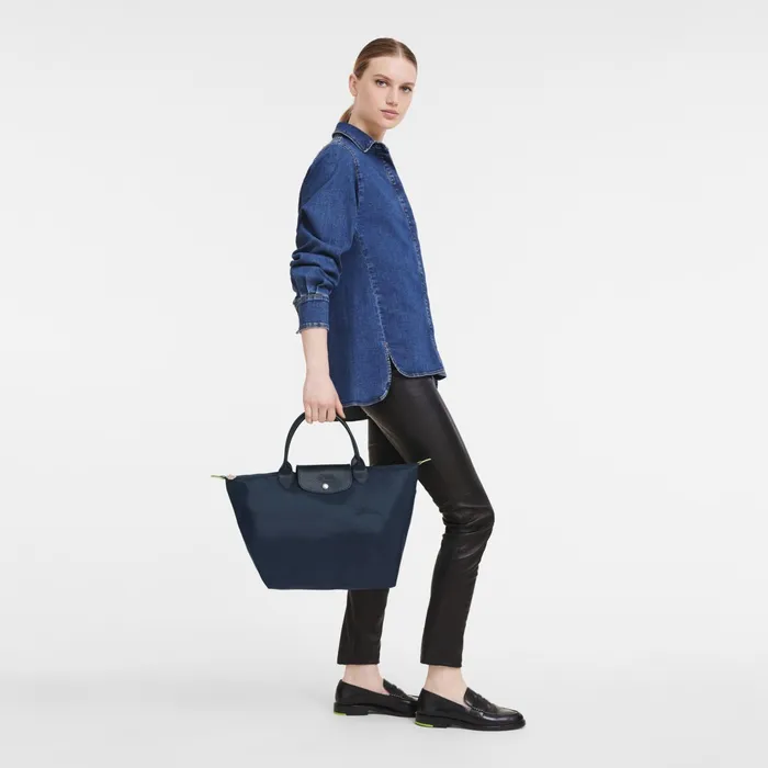 Women Le Pliage Green M Handbag Navy Longchamp Handbags
