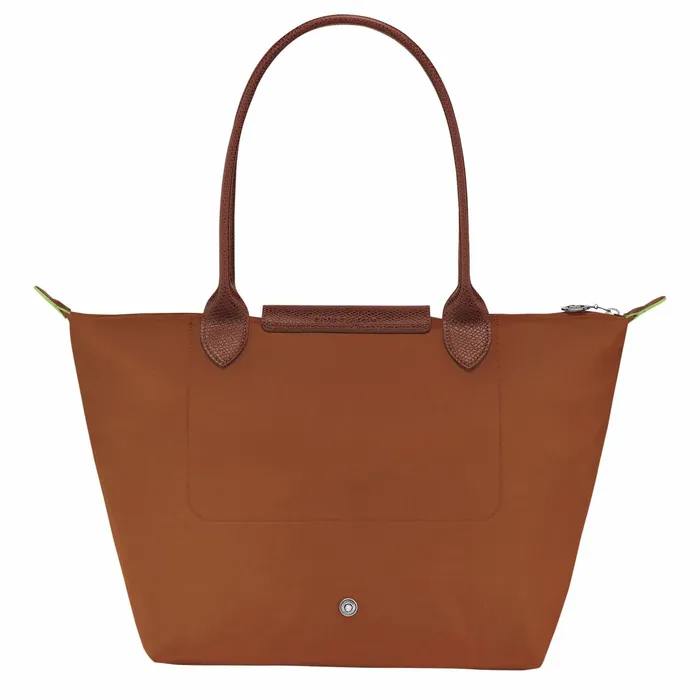 Women Le Pliage Green M Tote Bag Cognac Longchamp Shoulder Bags