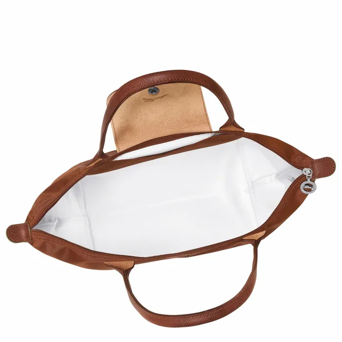 Women Le Pliage Green M Tote Bag Cognac Longchamp Shoulder Bags
