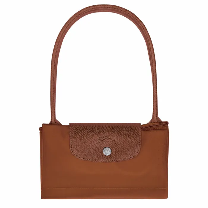 Women Le Pliage Green M Tote Bag Cognac Longchamp Shoulder Bags