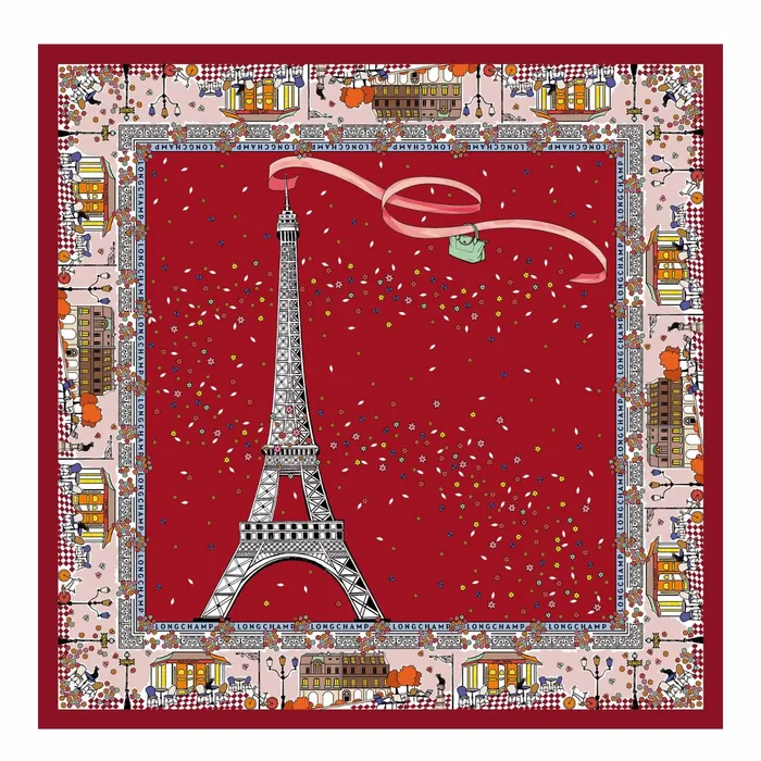 Women Le Pliage In Paris Silk Scarf Tomato Longchamp Silk Scarves