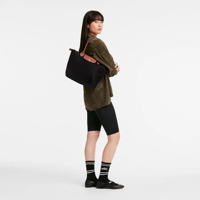 Women Le Pliage Original M Tote Bag Black Longchamp Shoulder Bags