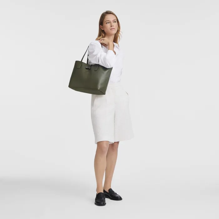 Women Le Roseau Essential L Tote Bag Khaki Longchamp Shoulder Bags
