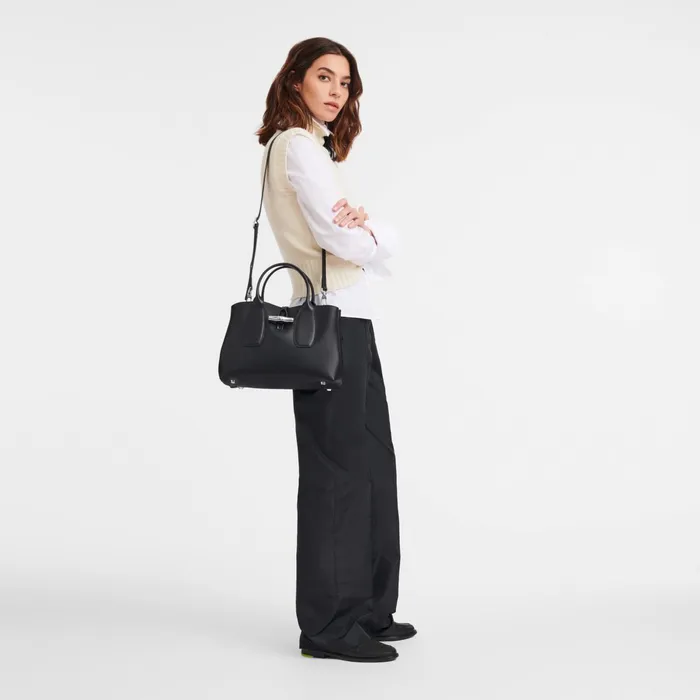 Women Le Roseau M Handbag Black Longchamp Handbags