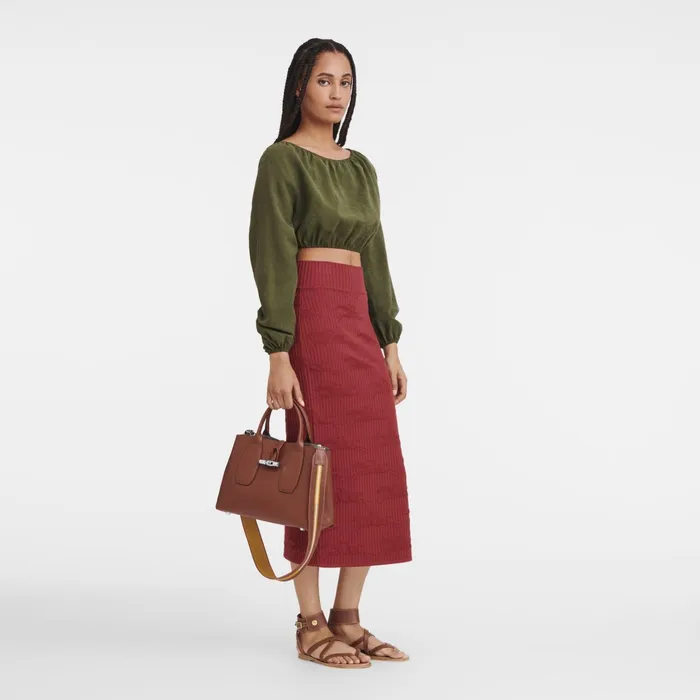 Women Le Roseau M Handbag Mahogany Longchamp Handbags