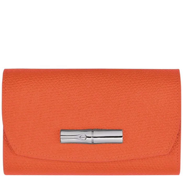 Women Le Roseau Wallet Orange Longchamp Leather Wallets