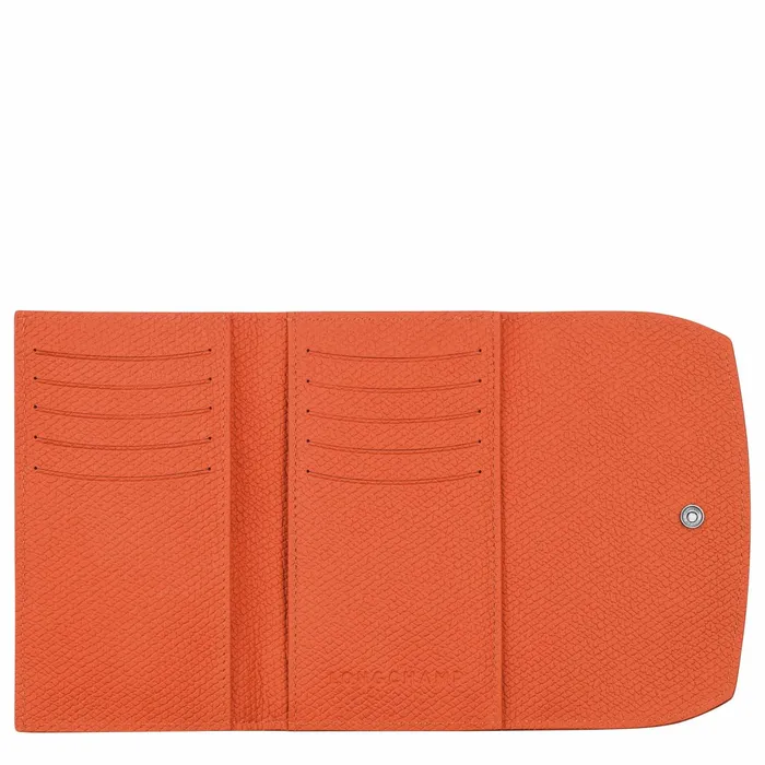 Women Le Roseau Wallet Orange Longchamp Leather Wallets