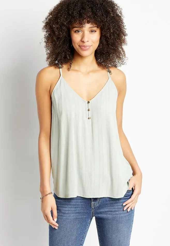 Women Light Green Button Front Cami Maurices Tops