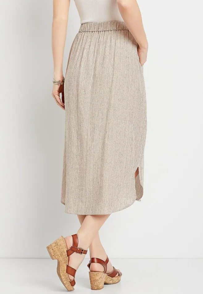 Women Linen Button Front Midi Skirt Maurices Bottoms
