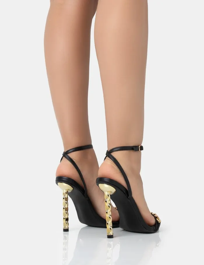 Women Link Up Black Stiletto Chain Heels Black Public Desire Races