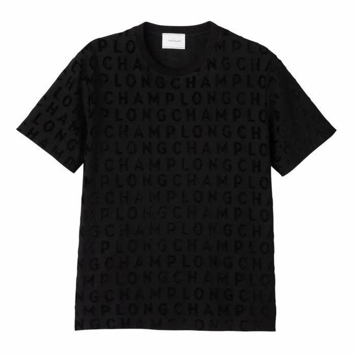 Women Logo Large Tshirt Black Longchamp Tops and Blouses