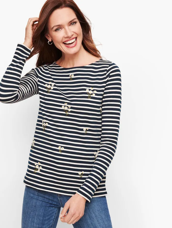 Women Long and 34 Sleeve Talbots Authentic Tee Indigoivory
