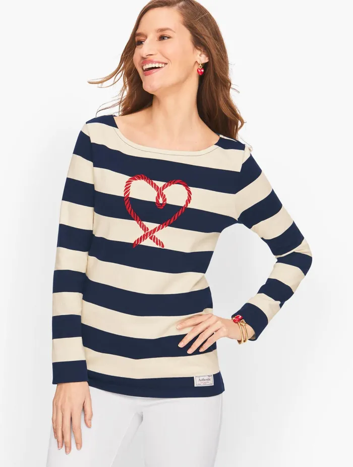 Women Long and 34 Sleeve Talbots Authentic Tee Ivory Multi
