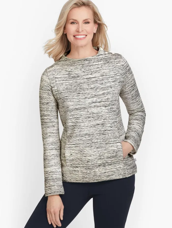 Women Long and 34 Sleeve Talbots Diamond Quilted Pullover Ivoryblack