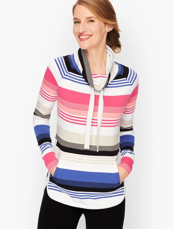 Women Long and 34 Sleeve Talbots Funnel Neck Pullover Preppy Pink