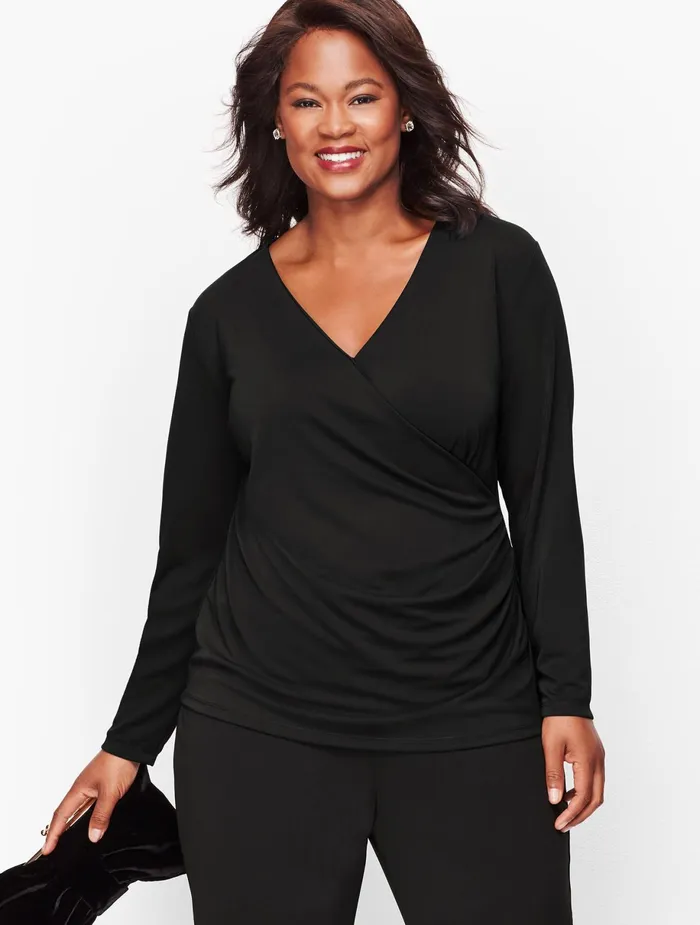 Women Long and 34 Sleeve Talbots Knit Jersey Wrap Top