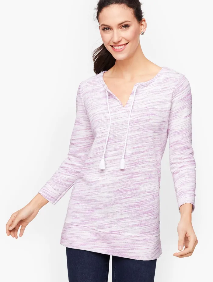 Women Long and 34 Sleeve Talbots Textured Tassel Tie Pullover Radiant Orchid
