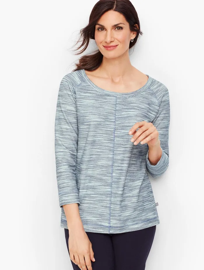 Women Long and 34 Sleeve Talbots Textured Tie Back Pullover