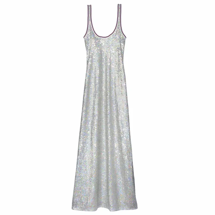 Women Long Dress Silver Longchamp Dresses and Skirts