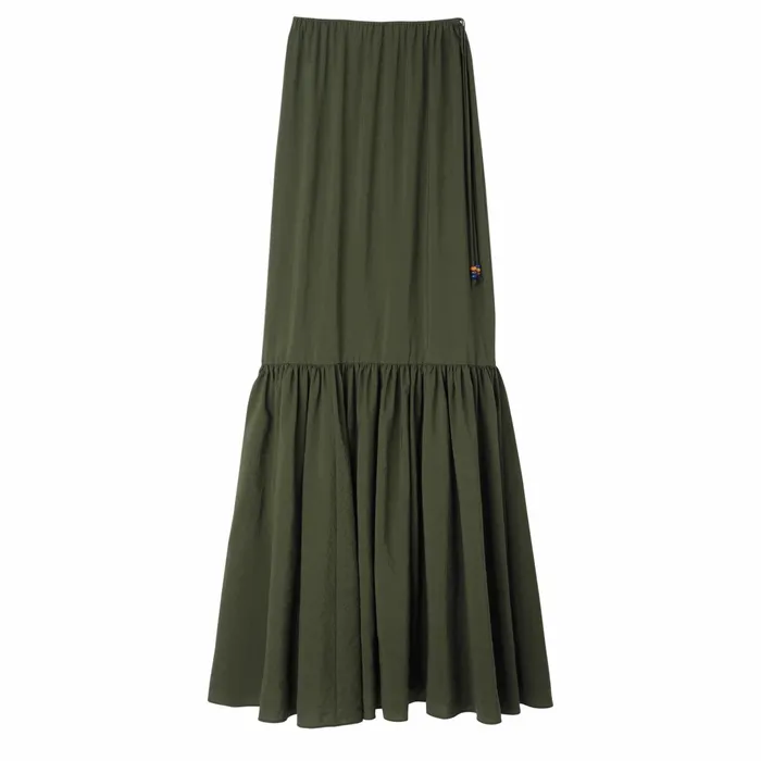 Women Long Skirt Khaki Longchamp Dresses and Skirts