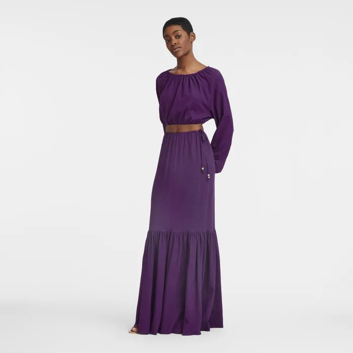 Women Long Skirt Violet Longchamp Dresses and Skirts