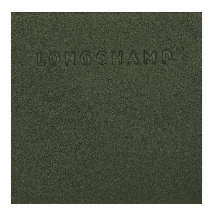 Women Longchamp 3D Wallet Khaki Longchamp Leather Wallets