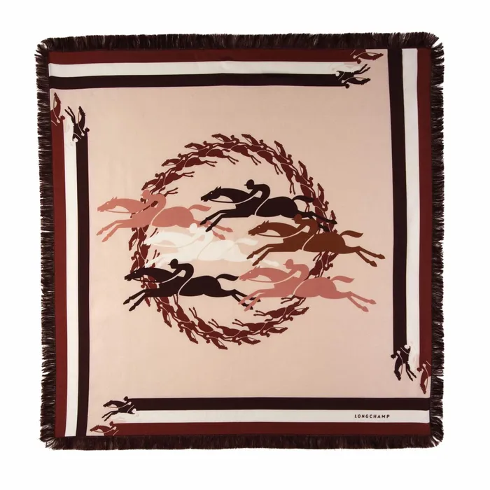 Women Longchamp Jumping Silk Scarf 70 Nude Longchamp Silk Scarves
