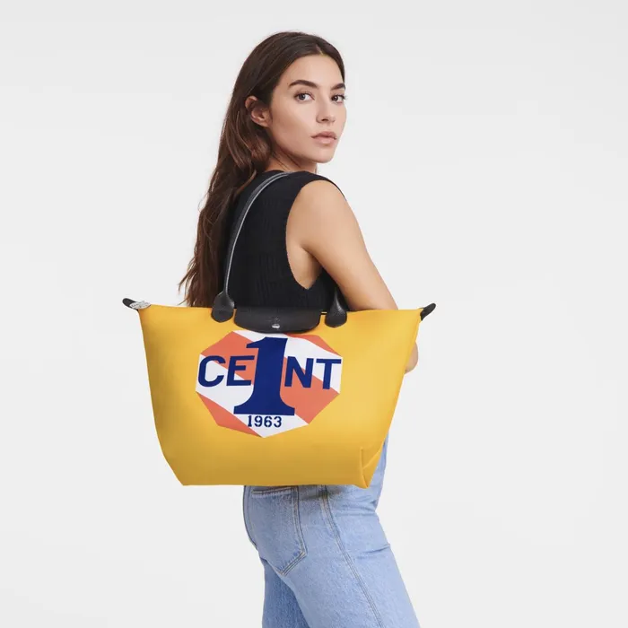 Women Longchamp X Robert Indiana L Tote Bag Blue Longchamp Shoulder Bags